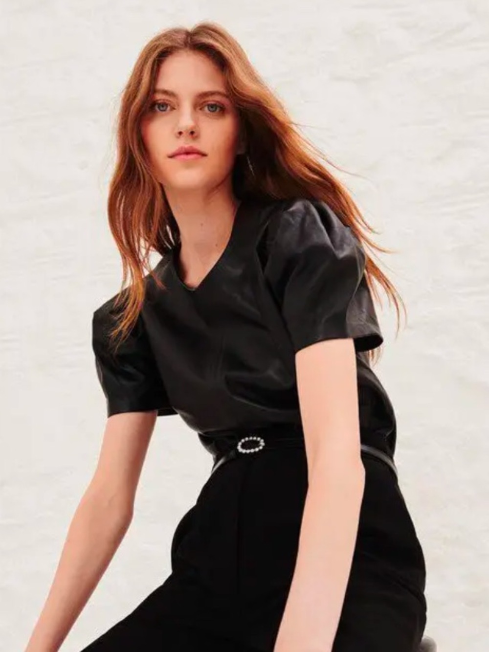 NWT Ba&sh Black Leather Top Size US 2
